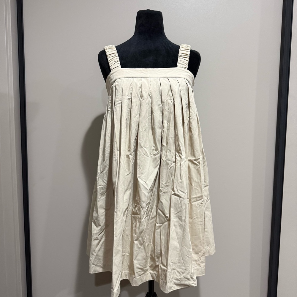 Urban Outfitters Another Girl Cotton-Blend Poplin Pleated Babydoll Mini Dress